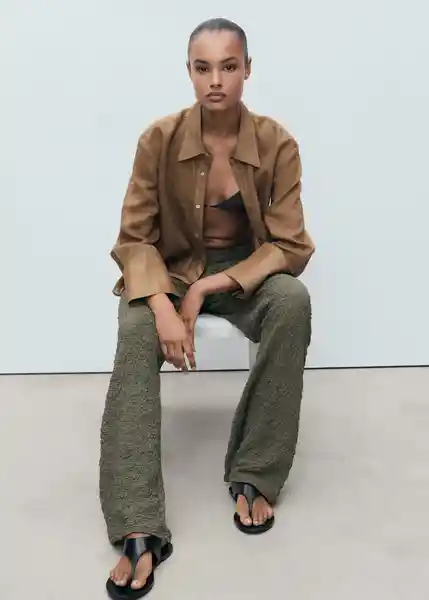 Pantalón Verdi Khaki Talla XS Mujer Mango