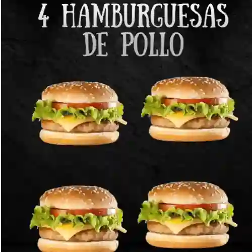 4 Hamburguesas de Pollo