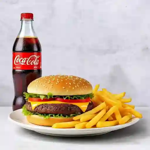 Combo hamburguesa + coca cola pet 400