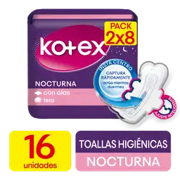 Kotex Toallas Higiénicas Nocturna con Alas