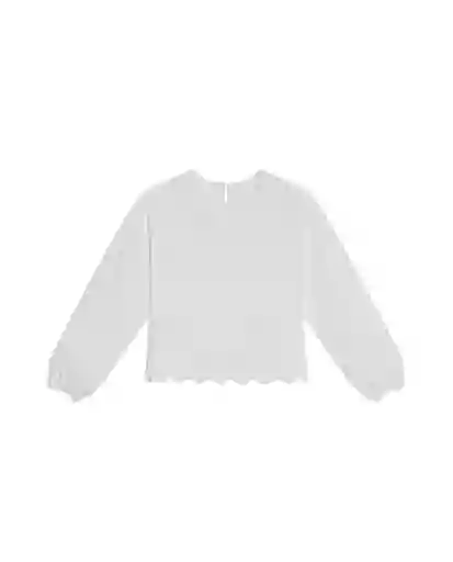 Blusa Eyelet Longsleeve Blanco 0 Claro Talla M Chevignon