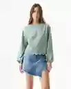 Blusa Eyelet Longsleeve Verde Golfo Medio Talla M Chevignon