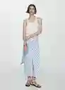 Falda Marina Blanco Talla 38 Mujer Mango