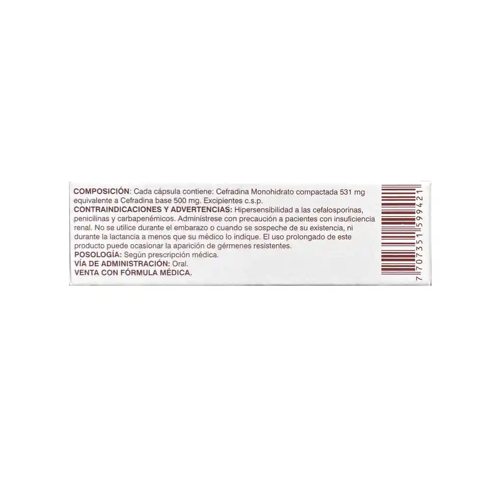 Veracef Cefradina (500 mg)