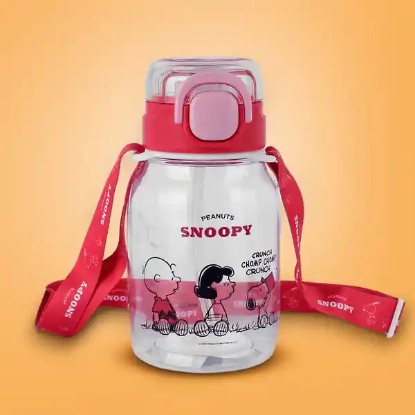 Vaso Plástico Correa Para el Hombro Snoopy Rojo 600 mL Miniso