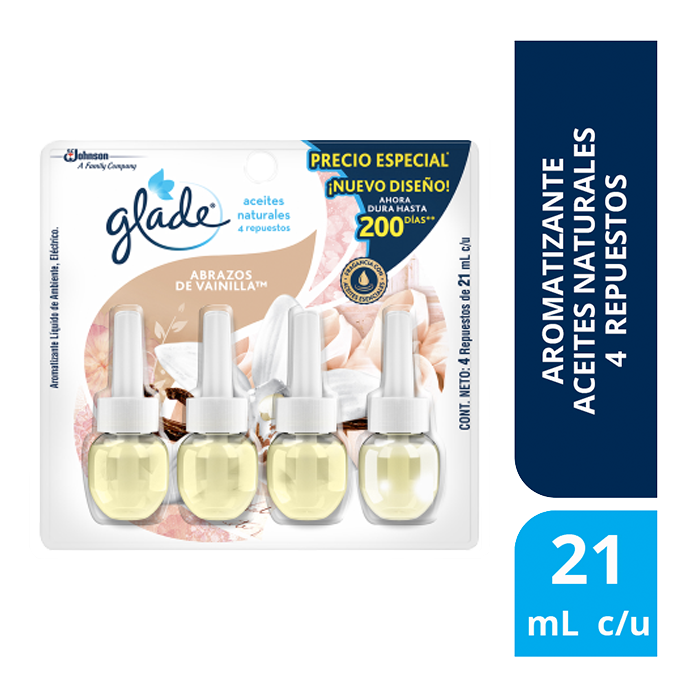 Glade Aromatizante Aceites Naturales Abrazos de Vainilla multiaroma 21 ml