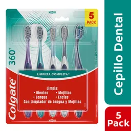 Cepillo de Dientes Medio Colgate 360° x 5 Und