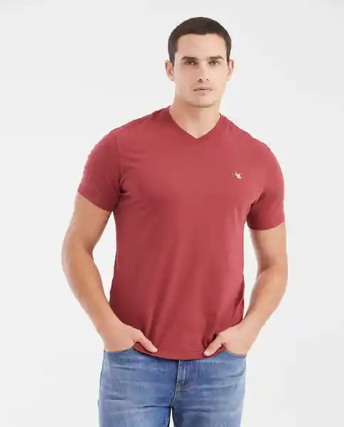 Camiseta V Neck Masculino Rojo Pasa Ultraoscuro T M Chevignon
