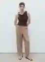 Pantalón Linen Topo Talla XS Mujer Mango
