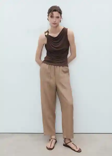 Pantalón Linen Topo Talla XS Mujer Mango
