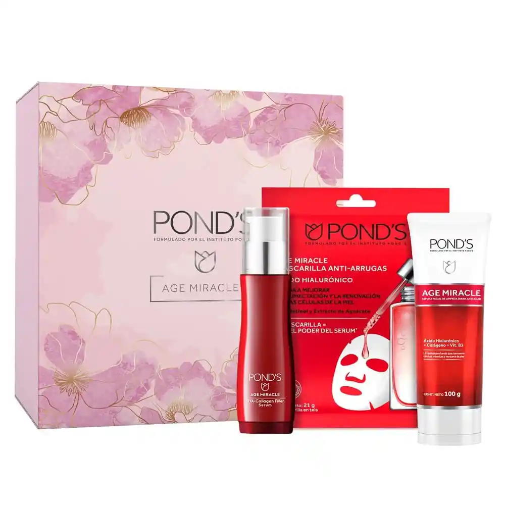   Pond´s  Kit Estuche Age Miracle Espuma Facial + Serum De Ojos + Mascarilla Antiarrugas 