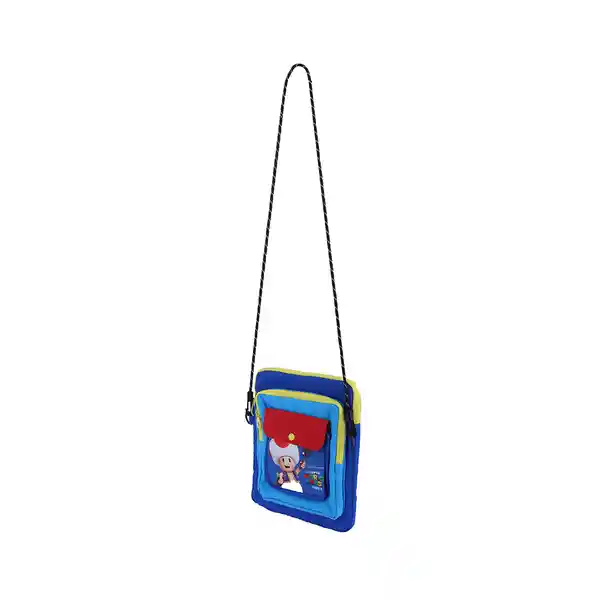 Bolso Crossbody Cuadrado Serie Mario Bros Azul Miniso