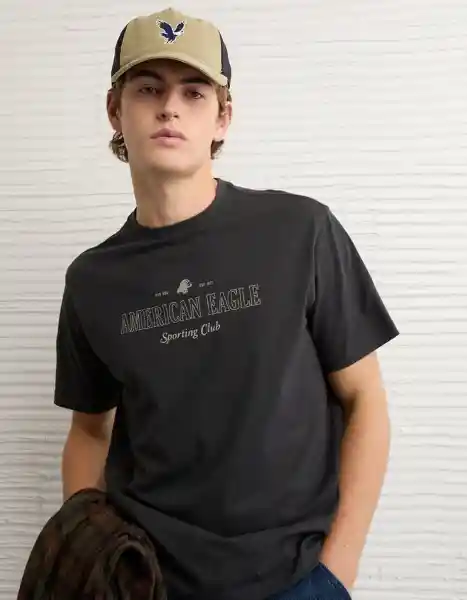 Camiseta Hombre Negro Talla LARGE 4873001 American Eagle