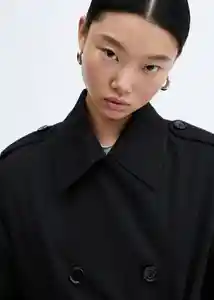 Abrigo Trench Angela Negro Talla 18 Mujer Mango