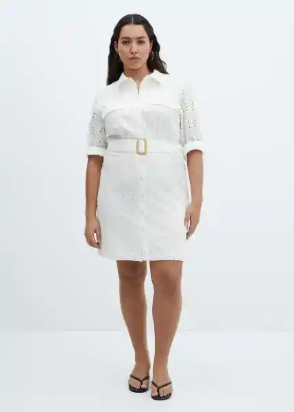 Vestido Shirly Blanco Talla L Mujer Mango