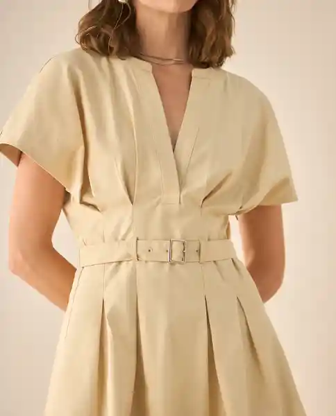 Vestido Beige Mimbrera Claro Talla S 493G000 Esprit