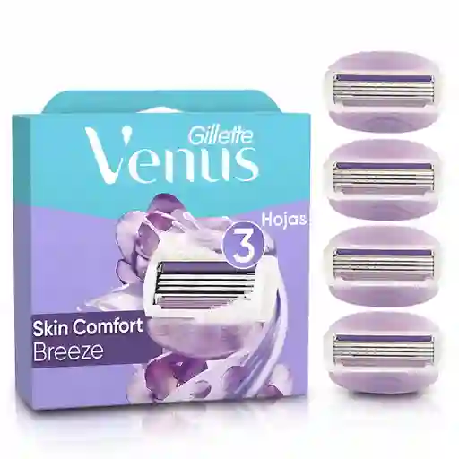GILLETTE Venus Breeze Repuesto Cuchilla de Afeitar Mujer Máquina de Afeitar Depilación Corporal con barras Humectantes 4 Uds
