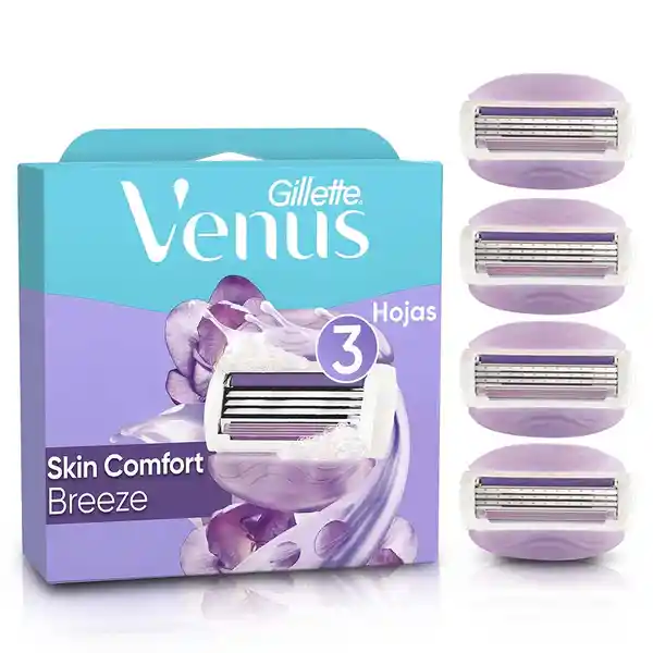 GILLETTE Venus Breeze Repuesto Cuchilla de Afeitar Mujer Máquina de Afeitar Depilación Corporal con barras Humectantes 4 Uds