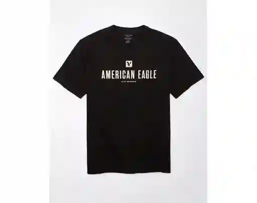 Camiseta Corta Hombre Negra Talla Large American Eagle
