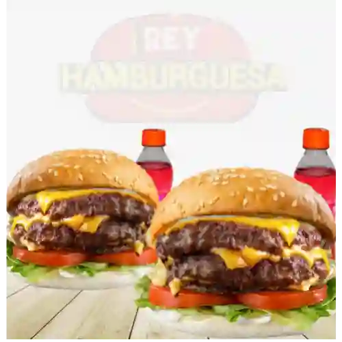 Dos Hamburguesas Doble Carne y Gaseosas