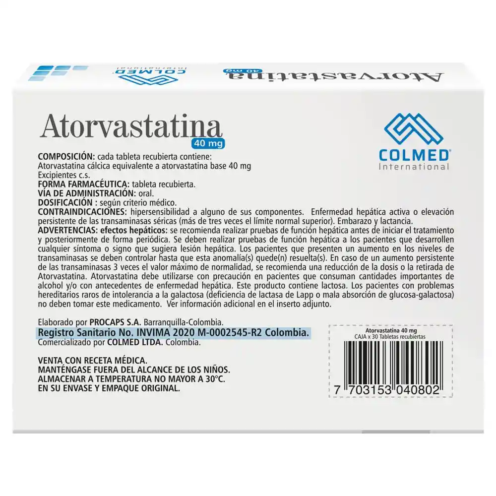 Colmed International Atorvastatina (40 mg)