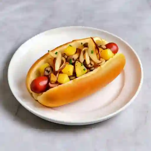 Hot dog pollo hawaiano