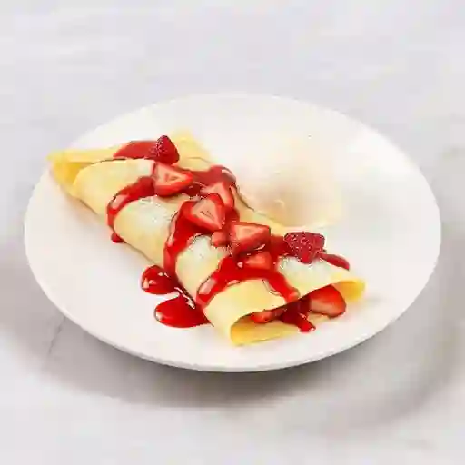 Creps de fresa, maracuyá y helado