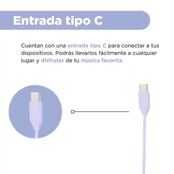 Audífonos Tipo C Serie Life is For Fun Morado Mod Pa242C Miniso