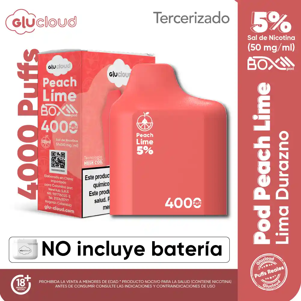 Glucloud Pod Peach Lime / 4000 Puff