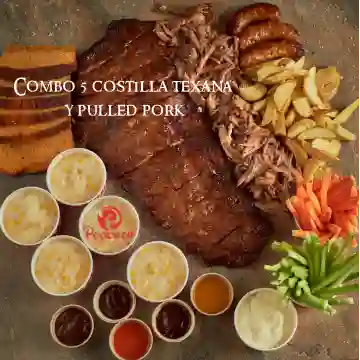 Combo 5, Costilla Texana y Pulled Pork (5 Personas)