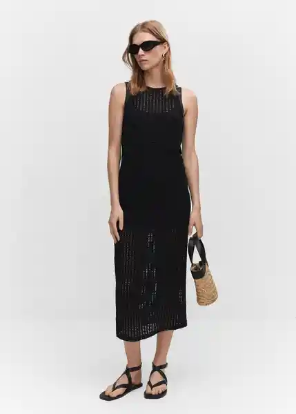 Vestido Sandy Negro Talla L Mujer Mango