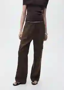 Pantalón Olive Marrón Talla 36 Mujer Mango