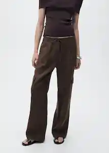 Pantalón Olive Marrón Talla 36 Mujer Mango