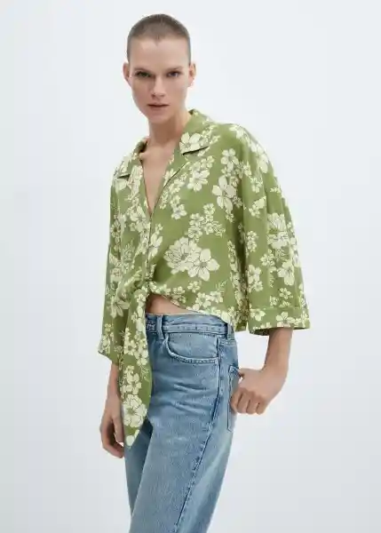 Camisa Coloma Verde Talla XS Mujer Mango