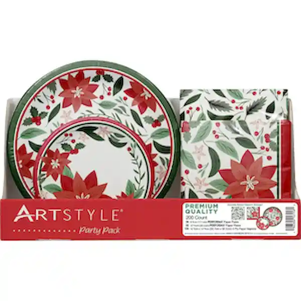 Artstyle Kit de Platos y Servilletas Desechables Navideños