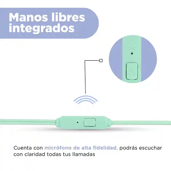 Audífonos Con Cable Verde Modelo W001031 Miniso