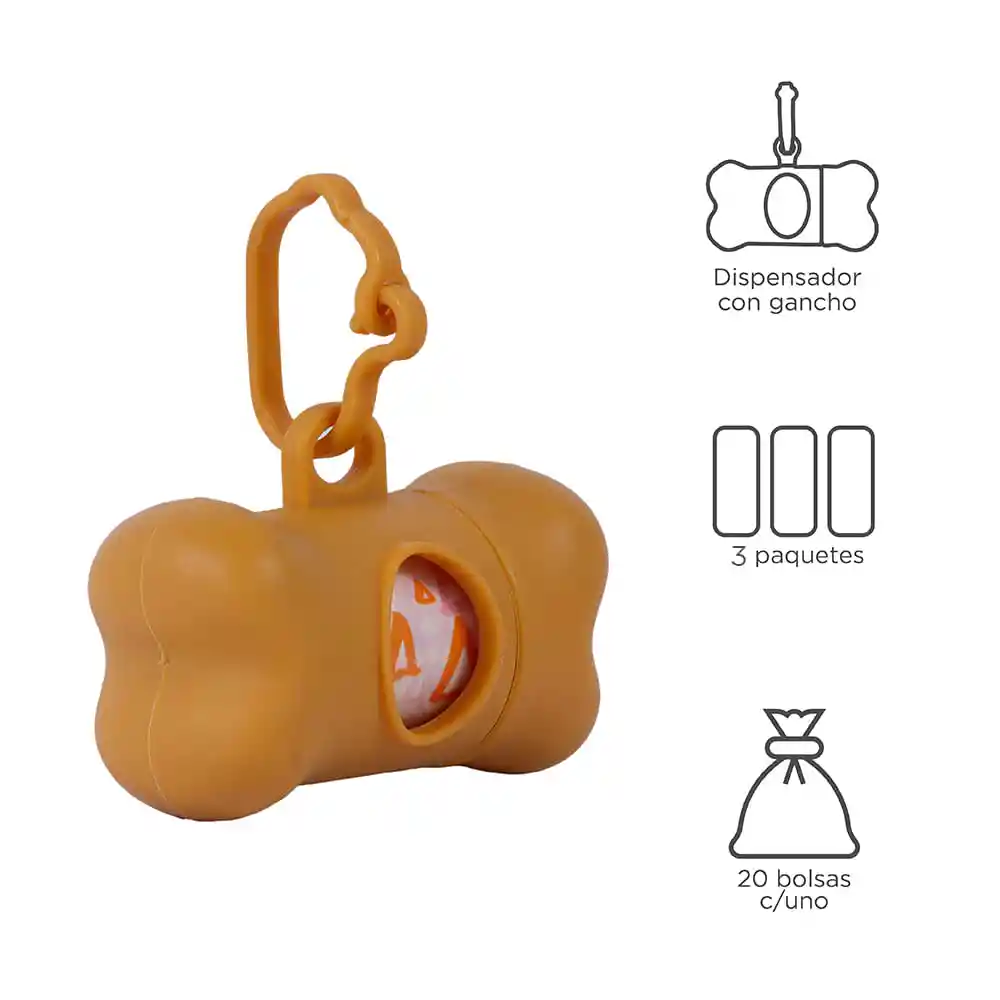 Bolsa Para Desechos de Mascotas Estuche 3 x 20 Naranja Miniso