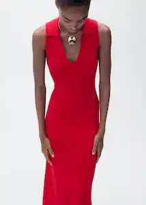 Vestido Moiso Rojo Talla S Mujer Mango