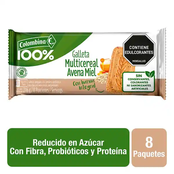 Colombina 100% Galleta Multicereal Avena Miel