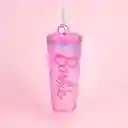 Vaso Plástico Doble Pared Con Pitillo Serie Barbie 775 mL Miniso