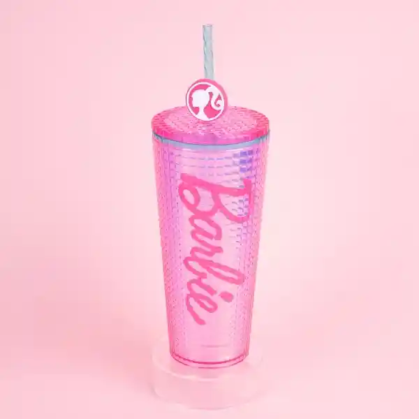 Vaso Plástico Doble Pared Con Pitillo Serie Barbie 775 mL Miniso