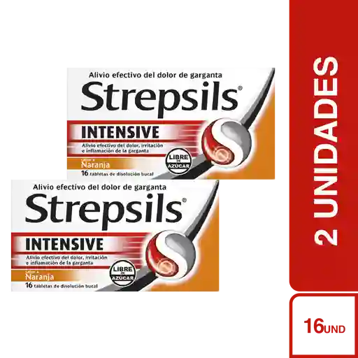 2 x Strepsils Intensive Naranja Sin Azúcar 