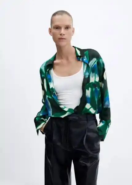 Camisa Guillem Verde Talla S Mujer Mango