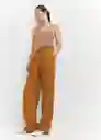 Pantalón Nilo Ocre Talla L Mujer Mango