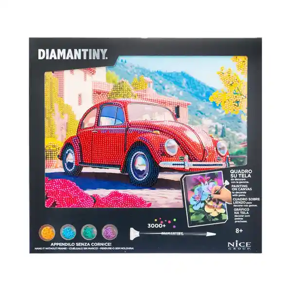 Toy Logic Cuadro de Arte Con Marco Diamantiny Carro Rojo Retro
