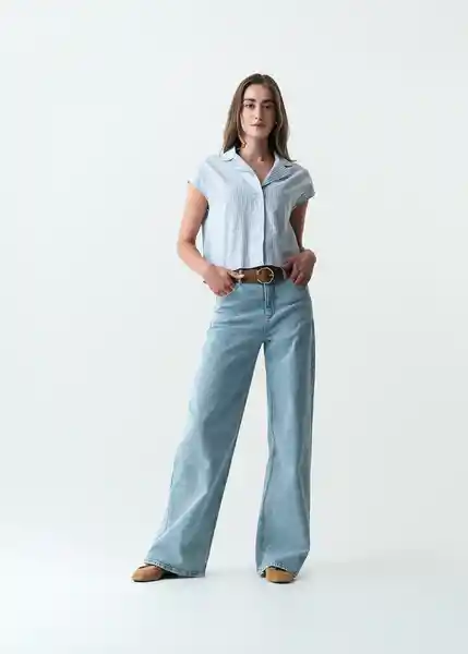 Camisa Karol Mujer Azul Colonia Medio Talla M 513G357 Naf Naf