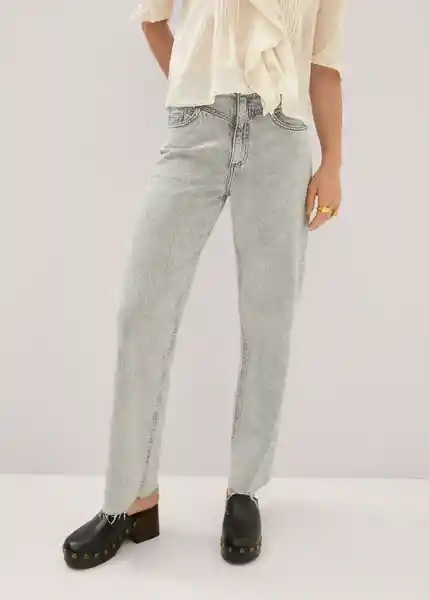 Jean Bohemian Tejano Gris Talla 36 Mujer Mango