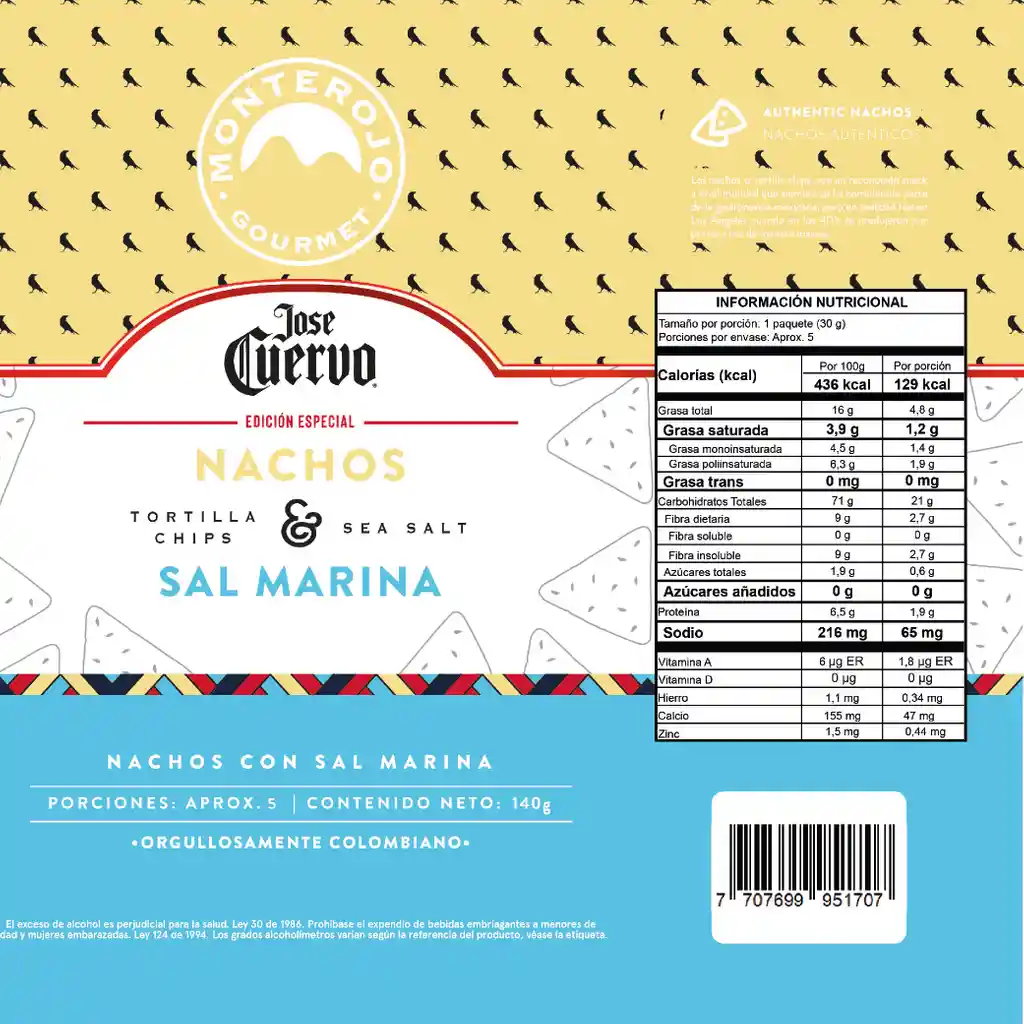 Monterojo Nachos Sal Marina 140gr