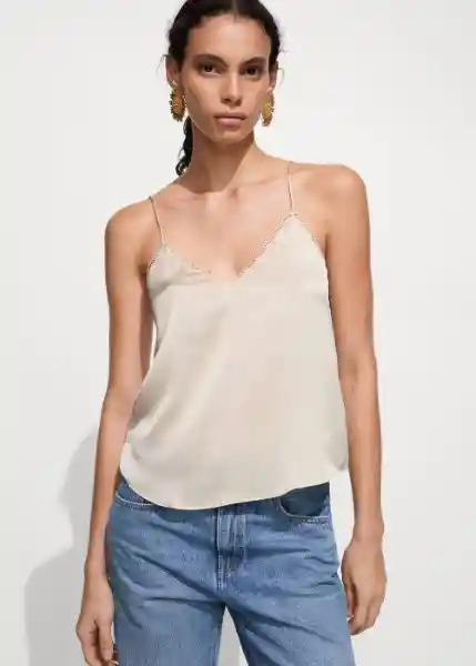 Top Rachy Off White Talla XS Mujer Mango