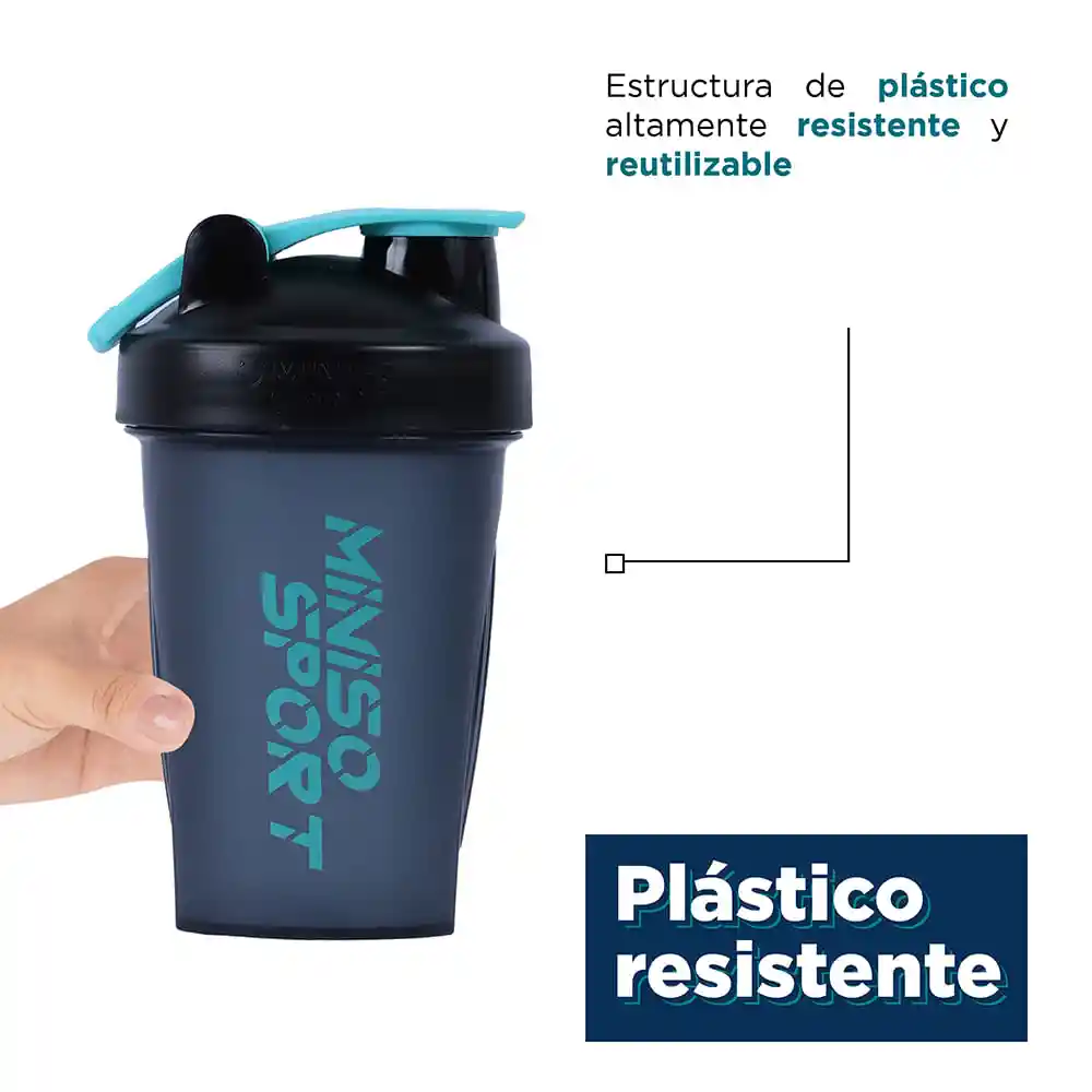 Botella Agitadora Con Asas Negro Miniso Sports